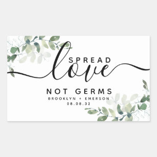 Eucalyptus Spread Love Not Germs Hand Sanitizer Rectangular Sticker