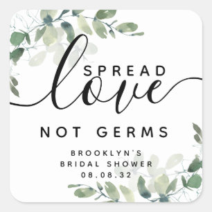 Eucalyptus Spread Love Not Germs Hand Sanitizer Sq Square Sticker