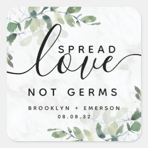 Eucalyptus Spread Love Not Germs Hand Sanitizer Sq Square Sticker
