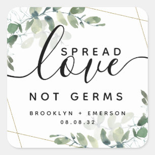 Eucalyptus Spread Love Not Germs Hand Sanitizer Sq Square Sticker