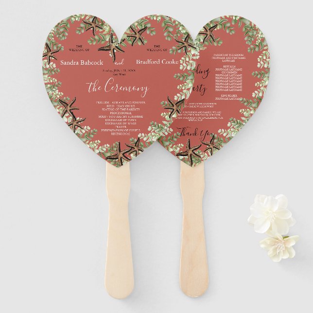  Eucalyptus Starfish Fall Autumn terracotta heart  Hand Fan (Front and Back)