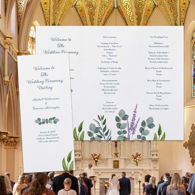 Eucalyptus Stems Folded Wedding Program  (Creator Uploaded)