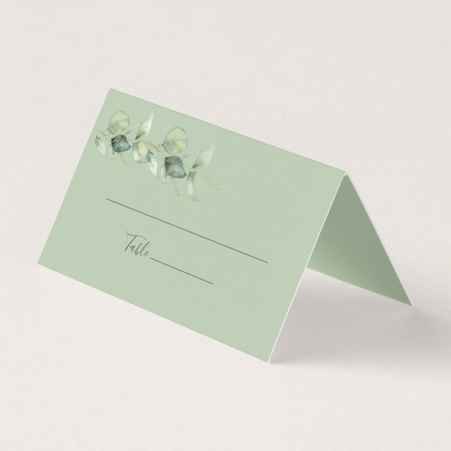 Eucalyptus Succulent Foliage Wedding Place Card (Front)