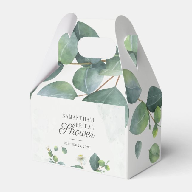 Eucalyptus Succulent Green Botanical Bridal Shower Favour Box (Front Side)