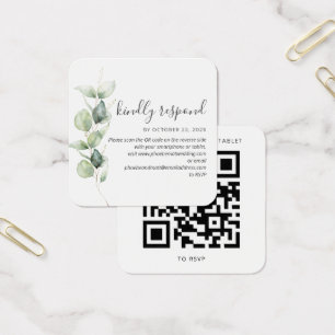 Eucalyptus Succulent QR Code Wedding RSVP Card