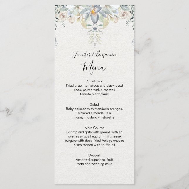 Eucalyptus Succulents Floral Wedding | Menu (Front)
