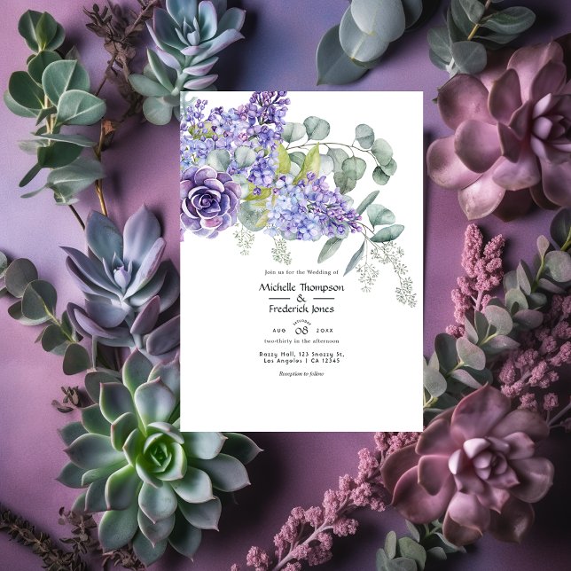 Eucalyptus Succulents  QR Code RSVP Wedding Invitation (Creator Uploaded)