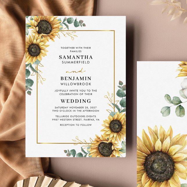 Eucalyptus Sunflower Botanical Wedding Invitation (Creator Uploaded)