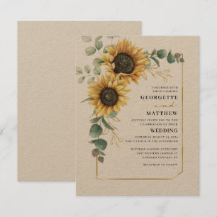 Eucalyptus Sunflower Floral Botanical Wedding Invitation