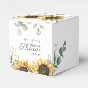 Eucalyptus Sunflower Floral Script Bridal Shower Favour Box