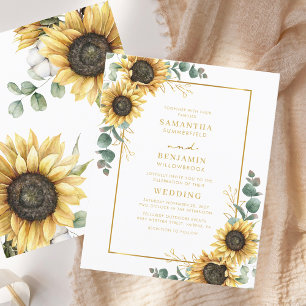 Eucalyptus Sunflower Floral Wedding Invitation