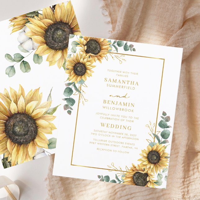 Eucalyptus Sunflower Floral Wedding Invitation (Eucalyptus Sunflower Floral Wedding Invitation)
