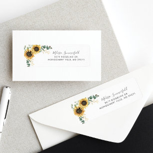 Eucalyptus Sunflower Floral Wedding Return Address Return Address Label