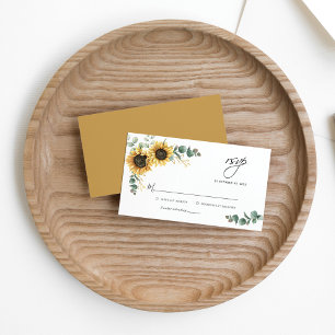 Eucalyptus Sunflower Floral Wedding RSVP Card