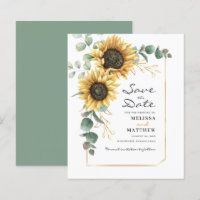 Eucalyptus Sunflower Floral Wedding Save Date
