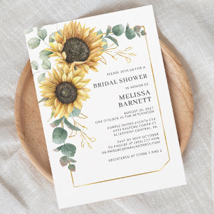 Eucalyptus Sunflower Geometric  Bridal Shower Invitation