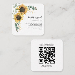 Eucalyptus Sunflower Wedding QR Code RSVP Card