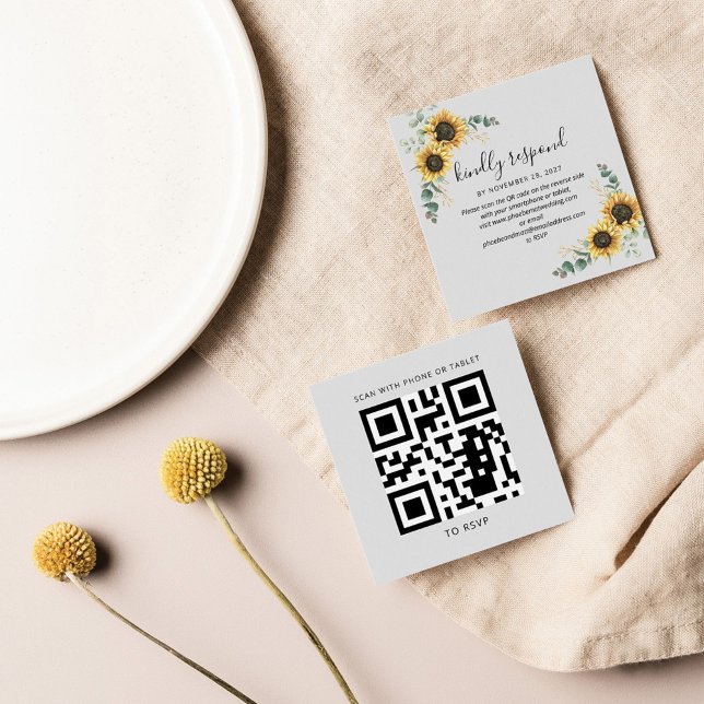 Eucalyptus Sunflower Wedding Website QR Code RSVP (Creator Uploaded)