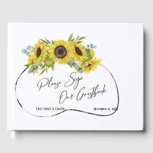 Eucalyptus Sunflowers Handwriting Guestbook