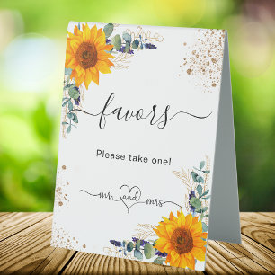 Eucalyptus sunflowers wedding favours guests
