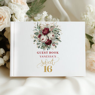 Eucalyptus Sweet 16 Blush Burgundy Sign Book