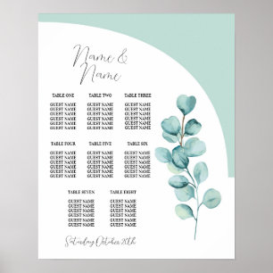 Eucalyptus Table 8 Seating Wedding Leaves Simple Poster