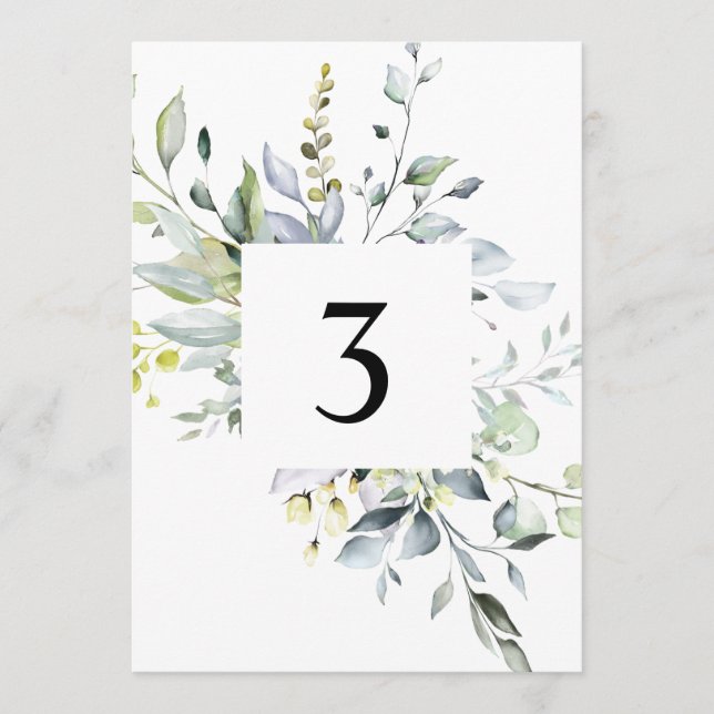 Eucalyptus Table Number Cards (Front)