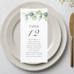Eucalyptus Table Number Wedding Seating Card<br><div class="desc">Plan your wedding reception with precision, from save the date, to day of the wedding events like the reception and seating arrangements with these botanical eucalyptus leaves table number seating chart cards. Simple plug in the names of the guests and the table numbers. This way, the wedding party will arrive...</div>