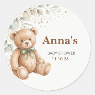 Eucalyptus Teddy Bear Baby Shower Favour Sticker