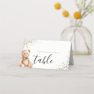 Eucalyptus Teddy Bear Baby Shower Place Card Tent