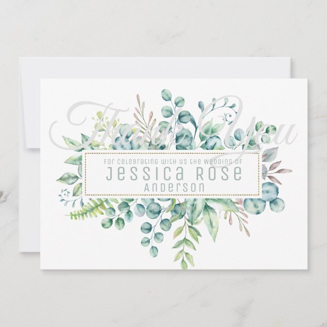 Eucalyptus THANK YOU Card - Text Both Sides (Front)