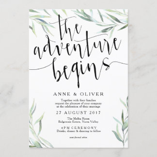 Eucalyptus The Adventure Begins Wedding Invitation