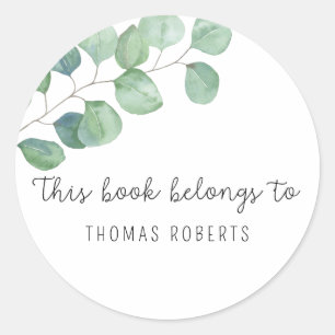 Eucalyptus - this book belongs to classic round sticker