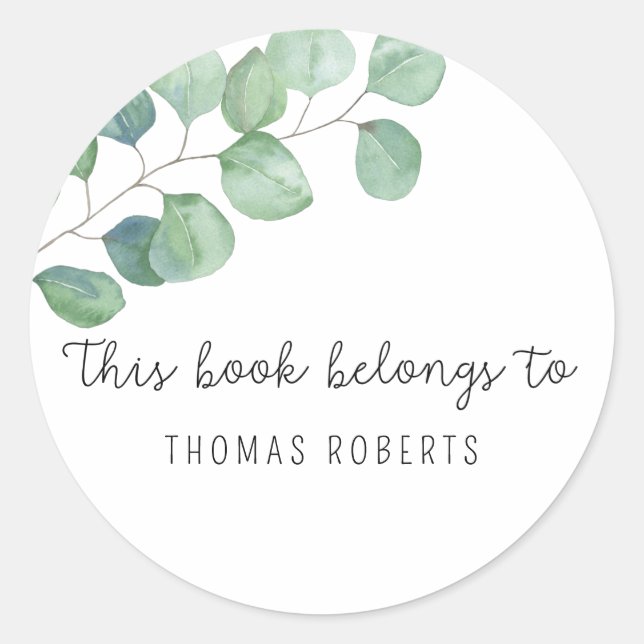 Eucalyptus - this book belongs to classic round sticker (Front)