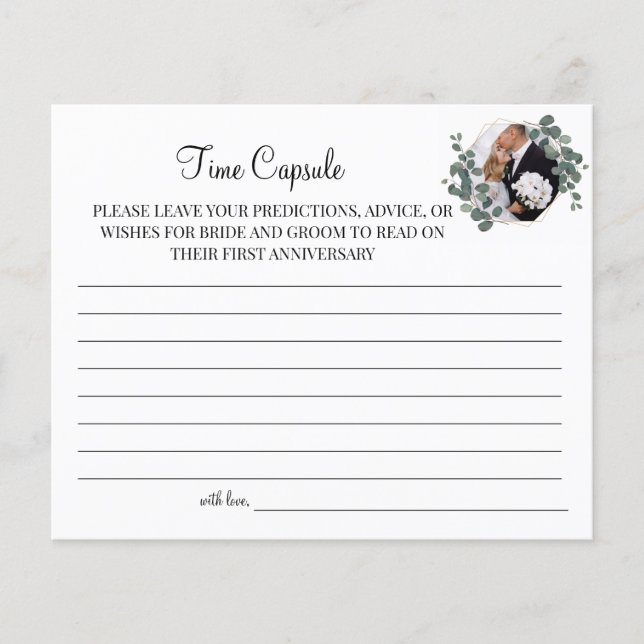 Eucalyptus Time Capsule wedding anniversary card (Front)