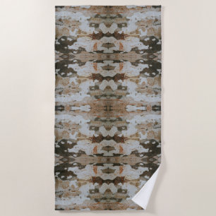 Eucalyptus Tree Bark Photo Closeup With Pattern Beach Towel