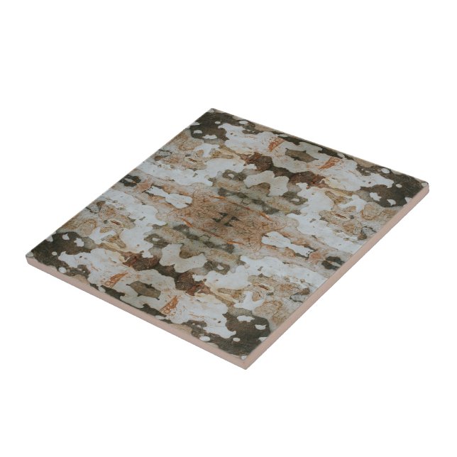 Eucalyptus Tree Bark Photo Closeup With Pattern Ceramic Tile (Side)
