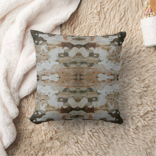 Eucalyptus Tree Bark Photo Closeup With Pattern Cushion