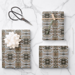 Eucalyptus Tree Bark Photo Closeup With Pattern Wrapping Paper Sheet