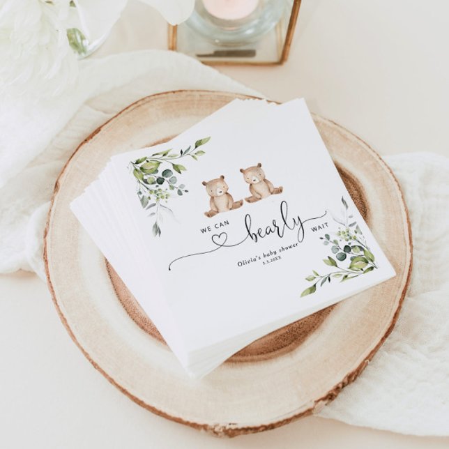 Eucalyptus twin bears baby shower napkin (Creator Uploaded)
