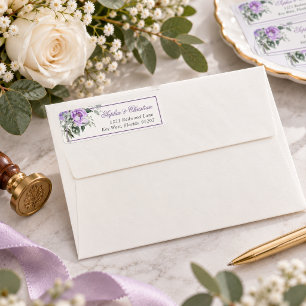 Eucalyptus Violet Flowers Return Address Label