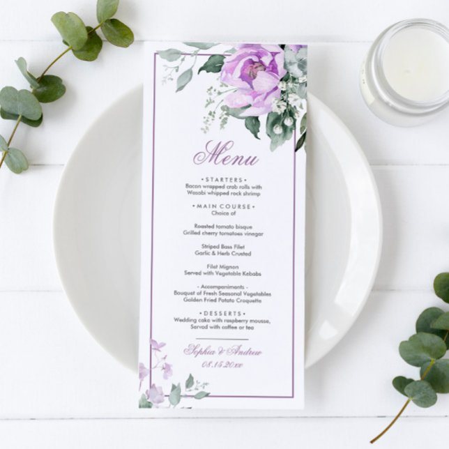 Eucalyptus Violet Flowers Wedding Menu (Creator Uploaded)