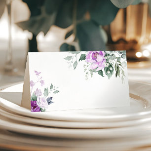 Eucalyptus Violet Flowers Wedding Place Card