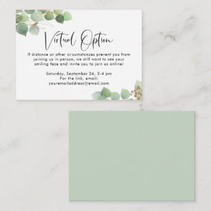 Eucalyptus Virtual Option Baby Shower Party Enclosure Card
