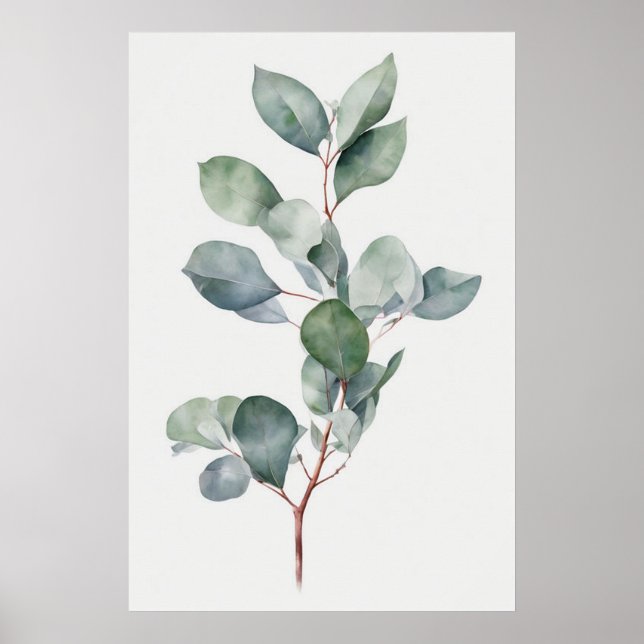 Eucalyptus Wall Art Green Minimal Simple (Front)