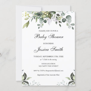 Eucalyptus Watercolor Baby Shower Invitation