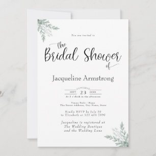 Eucalyptus Watercolor Bridal Shower Invitation