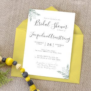 Eucalyptus Watercolor Bridal Shower Invitation