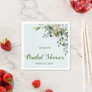 Eucalyptus Watercolor Bridal Shower Napkins