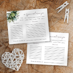 Eucalyptus Watercolor Bridal Shower Recipe Card